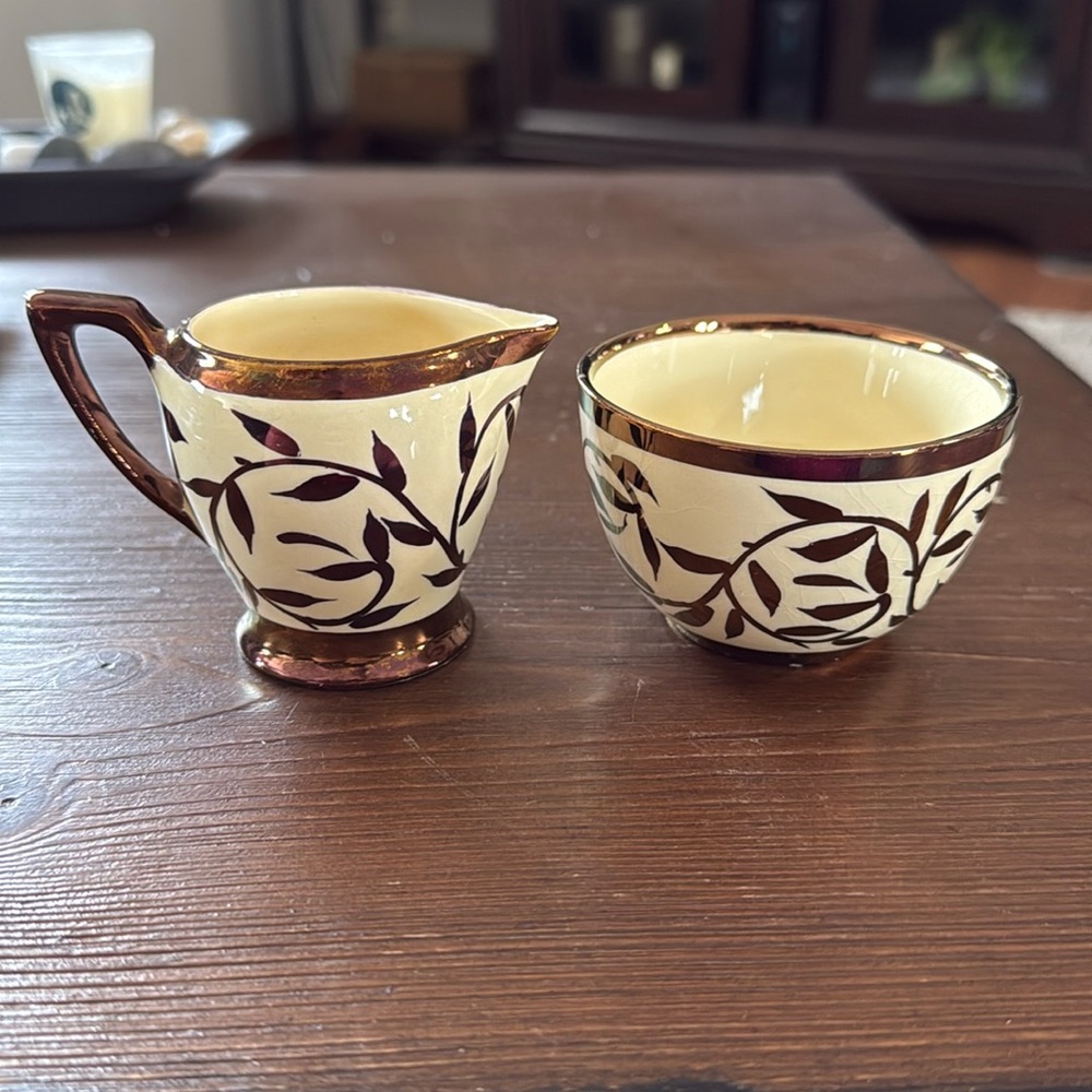 Vintage Myott Son & Co Luster Ware Creamer and Sugar Set